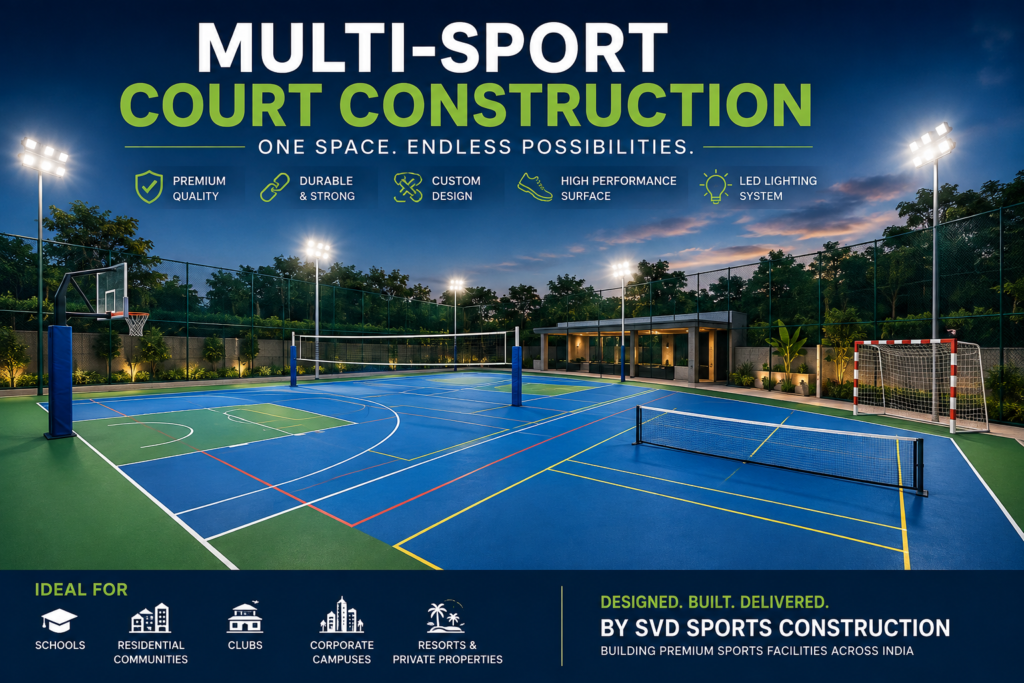 Premium multi-sport court construction facility